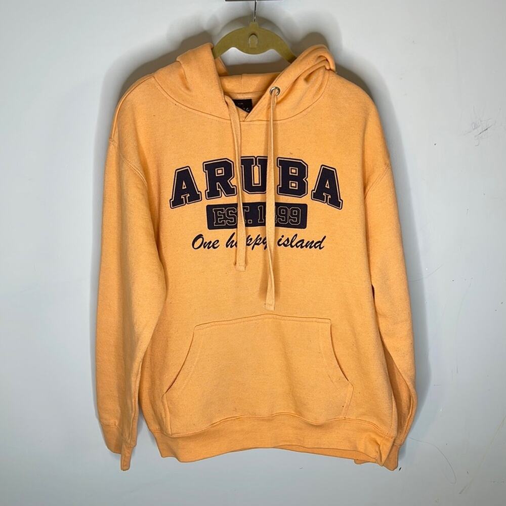 INSTYLE Melon and Navy ARUBA Hooded Pullover Sweatshirt Size Large